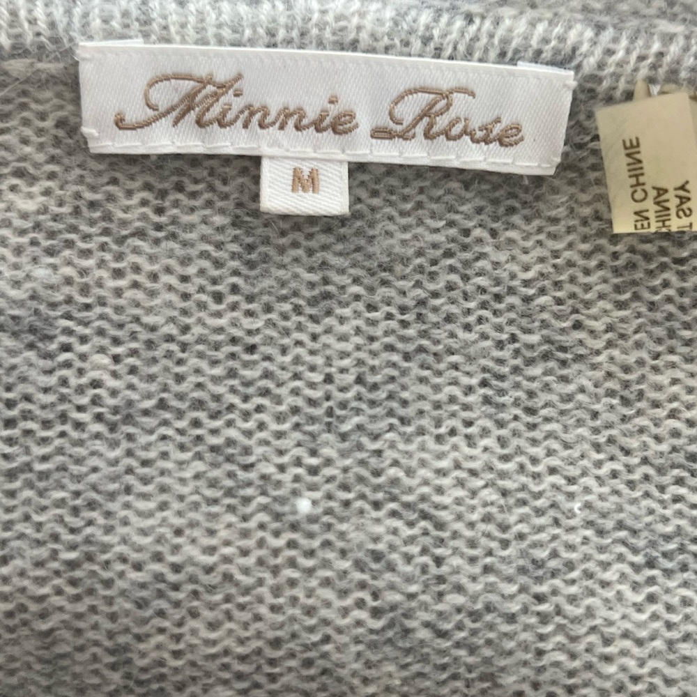 Minnie Rose 100% Cashmere Hooded Cardigan Gray Medium - Picture 5 of 6